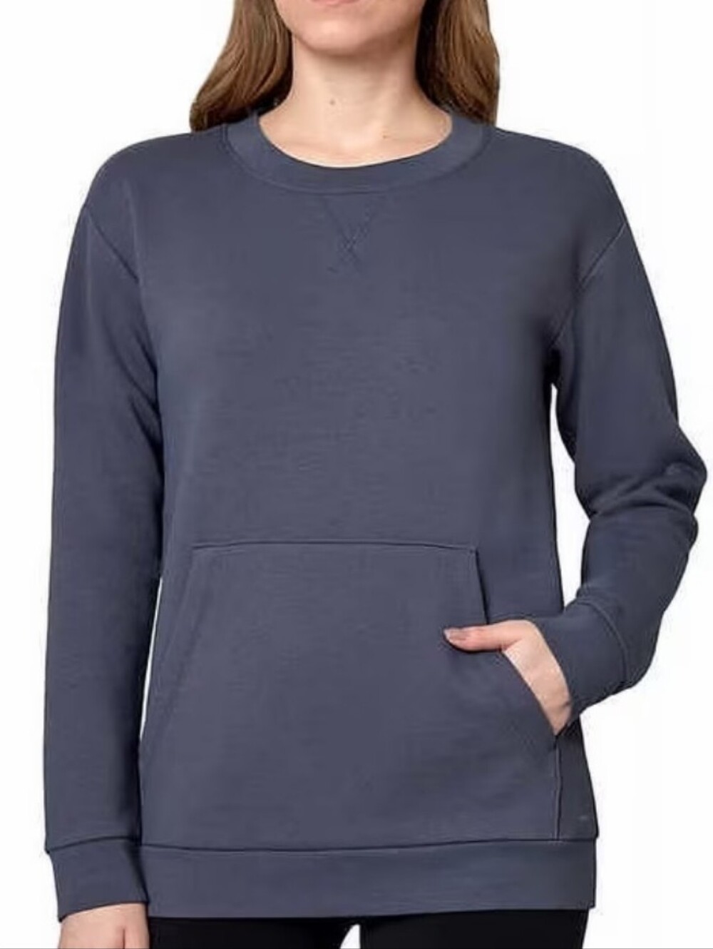 Mondetta Slate-Blue Crewneck Sweatshirt with Kangaroo Pocket
